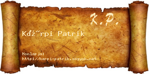 Kárpi Patrik névjegykártya